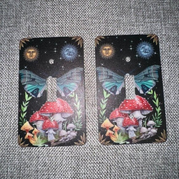 Mushroom fairy light switch cover with a butterfly design - Picture 3 of 4